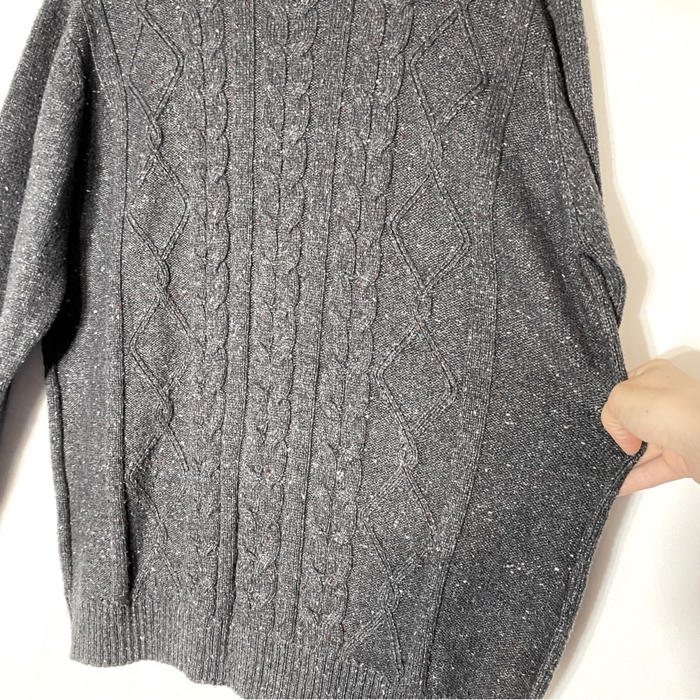 Denver Hayes Dark Grey Cable Knit Crew Neck Sweater L - Picture 10 of 16